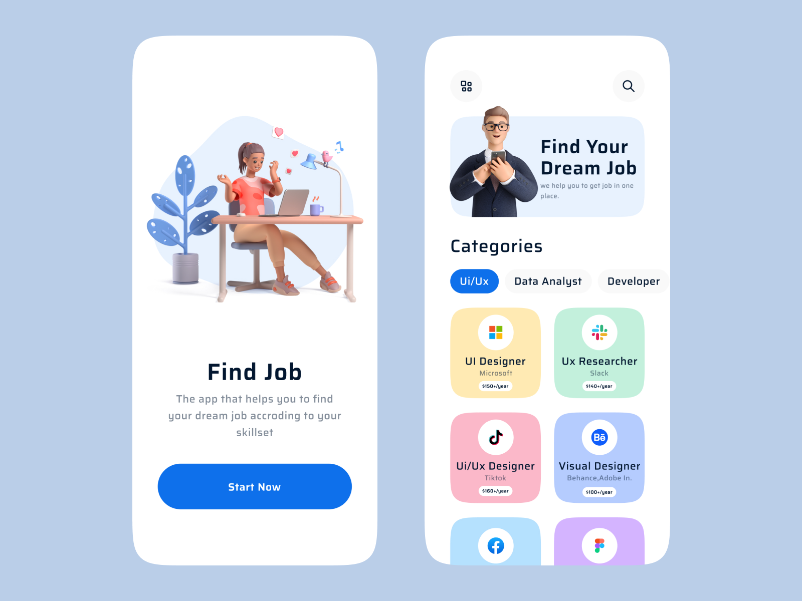 hourly workers job search platform mobile app interface