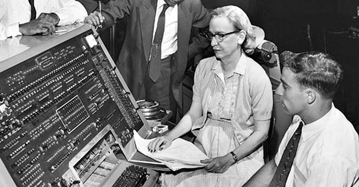 Grace Hopper working on UNIVAC computer